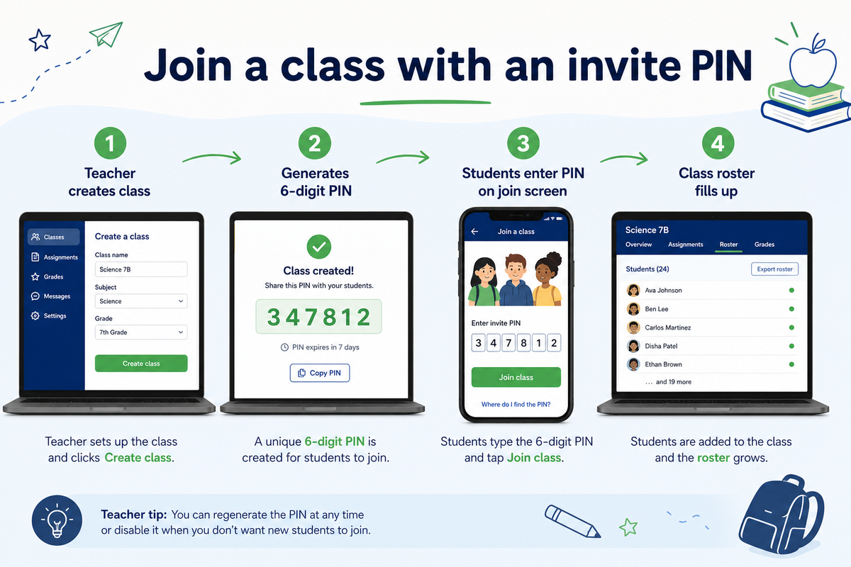 Join a class with an invite PIN